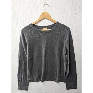 Vintage Target 100% Cashmere Gray Rhinestone Pullover Sweater Women's Size Large